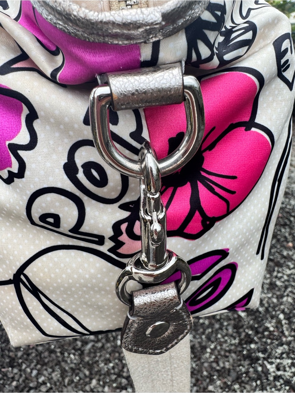 Coach Poppy Glam Floral Graffiti Satchel Crossbody Bag Pink Silver K1077-16308 - Picture 10 of 17